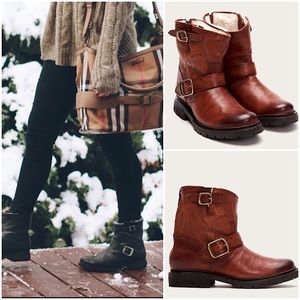 Frye Vanessa 6" Shearling Leather Cozy Ankle Boots